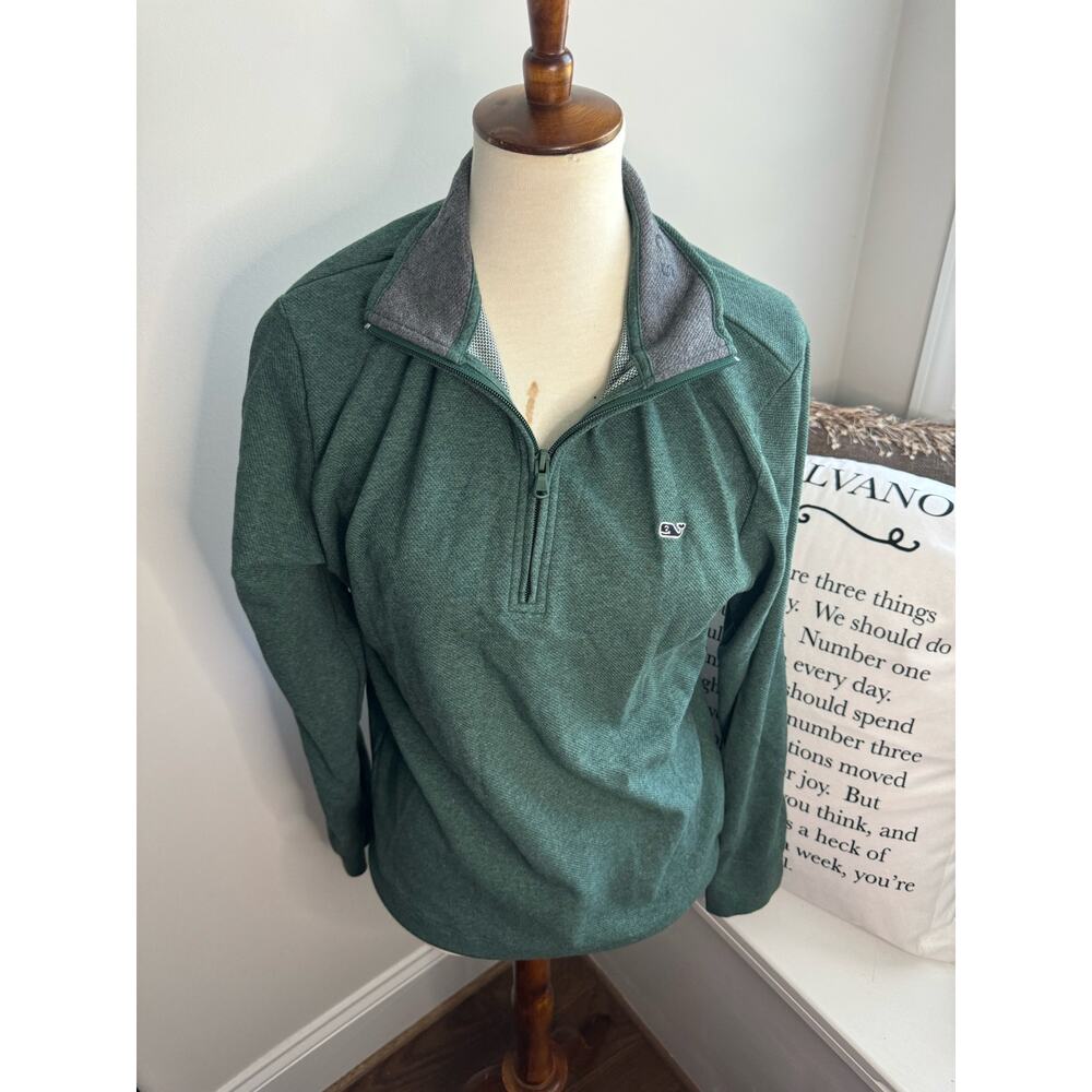 Vineyard Vines Performance Mens 1/4 Zip Green Pullover Sweatshirt size M